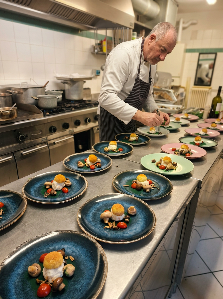 Lo chef Fabio impiatta nella cucina di Civico 9