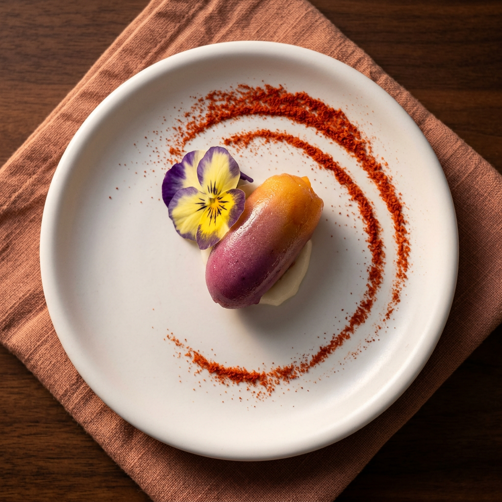 Sorbetto con fiore eduli e paprika