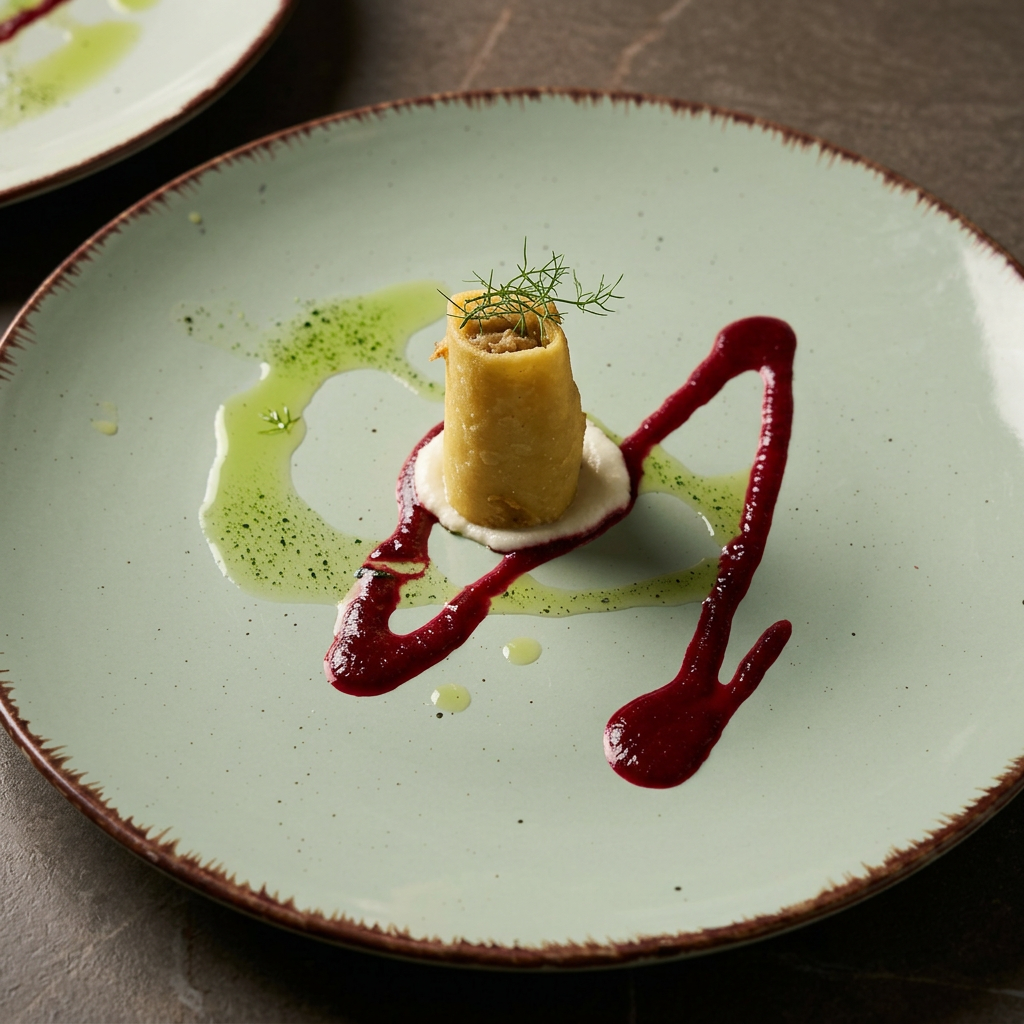 Cannolo salato con salse